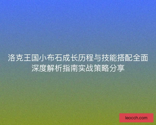 洛克王国小布石成长历程与技能搭配全面深度解析指南实战策略分享